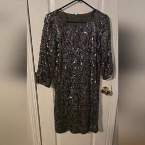 Luxology Black and Silver Sequin Long Sleeve Dress